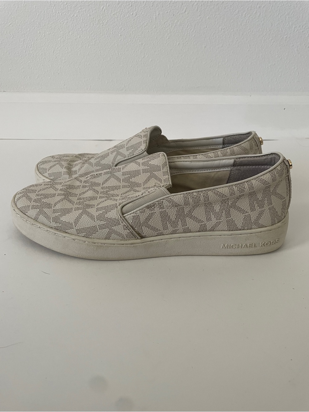 Michael Kors Taupe MK Monogram Slip-On Sneakers